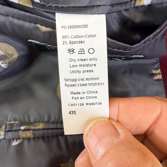 LAUREN Ralph Lauren Mens Corduroy Blazer Jacket Burgundy‎ 43S charm Class preppy - Picture 5 of 16